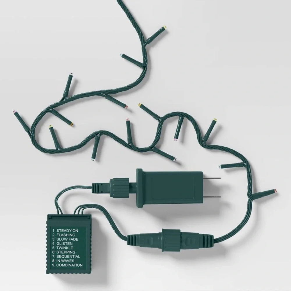 9.5' 3mm 100ct LED Micro Christmas String Lights Multi-Colored with Green Wire.